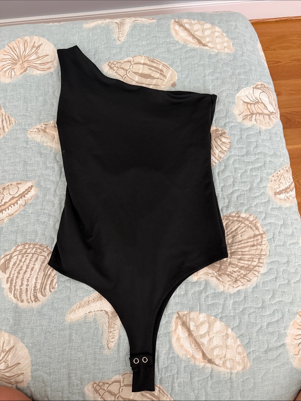 NWOT One-Shoulder Black Women’s Bodysuit with Snap Crotch